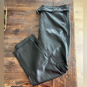NWT Belted Slim Taper Pants in Faux Leather